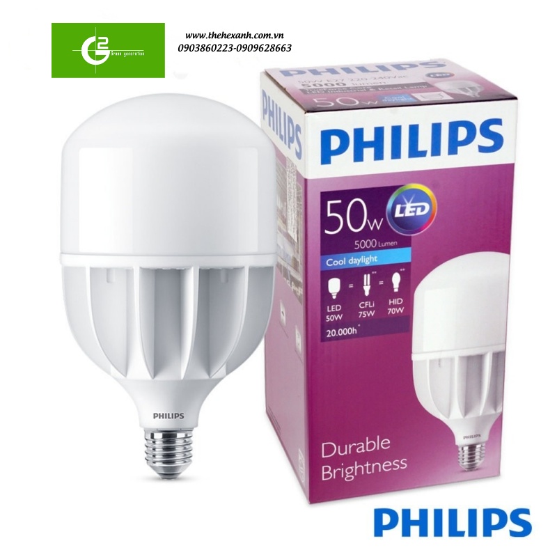 Bóng đèn trụ Philips TForce Core HB 50W E27 (Trắng/Vàng)