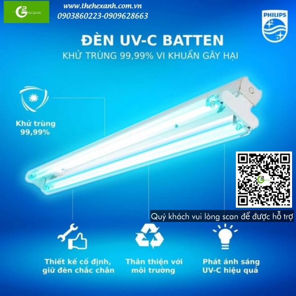 Bóng đèn diệt khuẩn TUV 36W/G36 T8 Philips 1m2