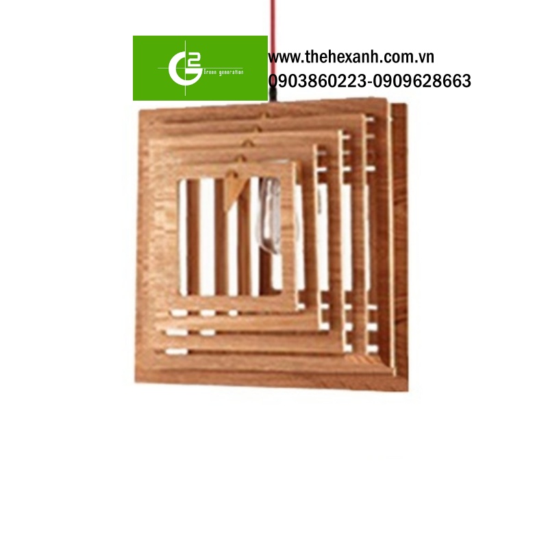 Đèn Gỗ: Đèn thả trần gỗ hình vuông đồng tâm trang trí quán trà sữa DG026