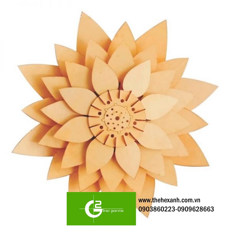 Đèn Gỗ: Mẫu đèn thả gỗ, đèn vách gỗ cánh hoa sen DG022-S