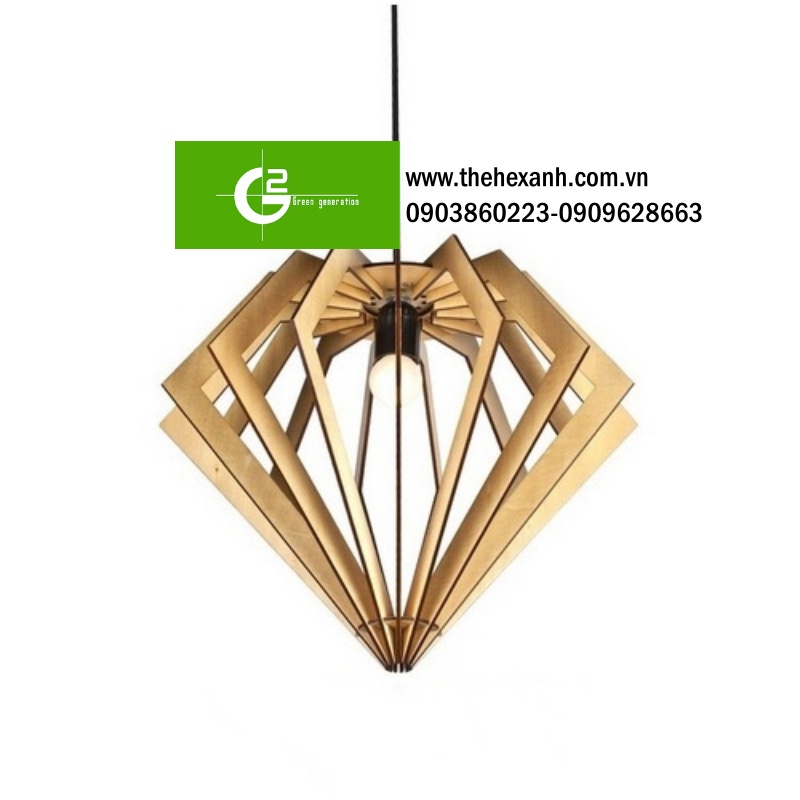 Mẫu đèn thả gỗ hình kim cương trang trí phòng ngủ DG037